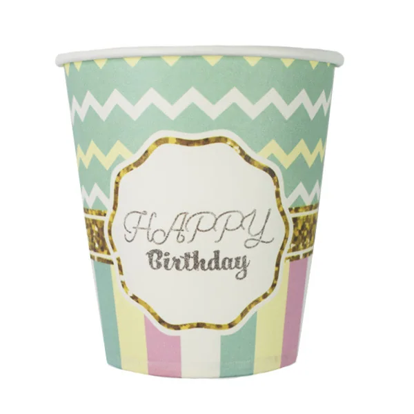 Стаканы бумажные Happy Birthday Тиффани 200мл