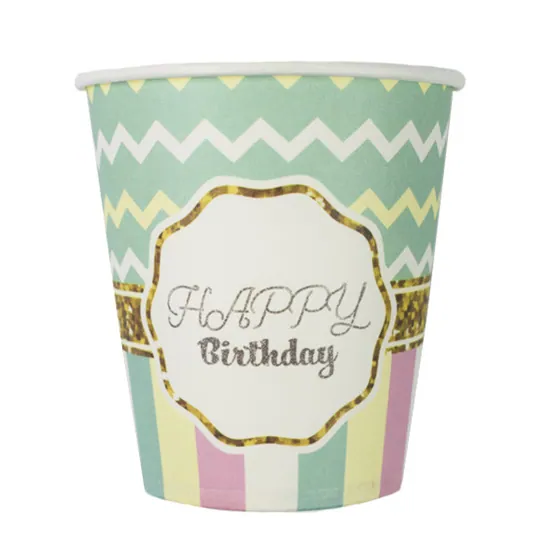 Стаканы бумажные Happy Birthday Тиффани 200мл